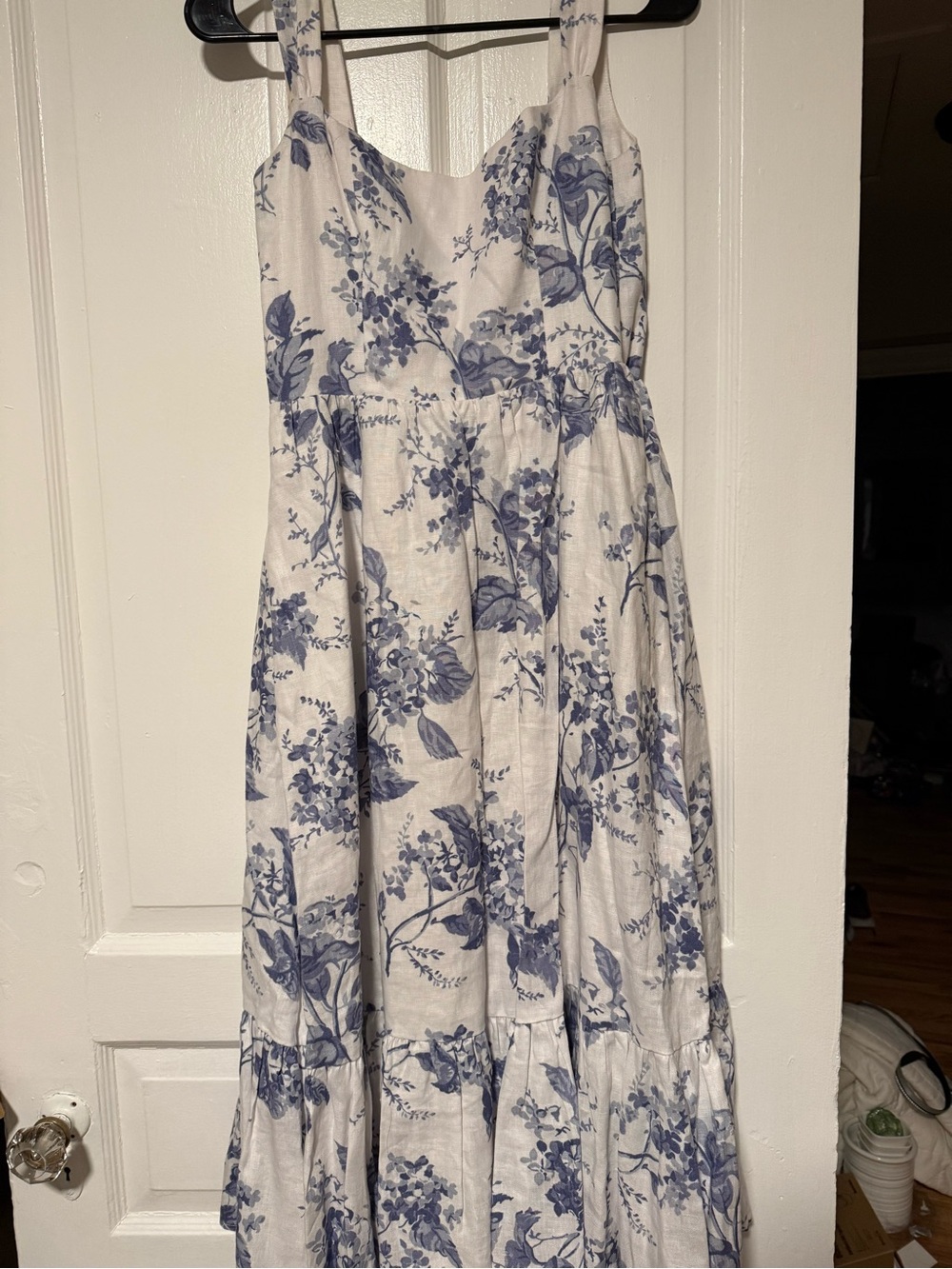 Reformation White and Blue Floral Midi Dress